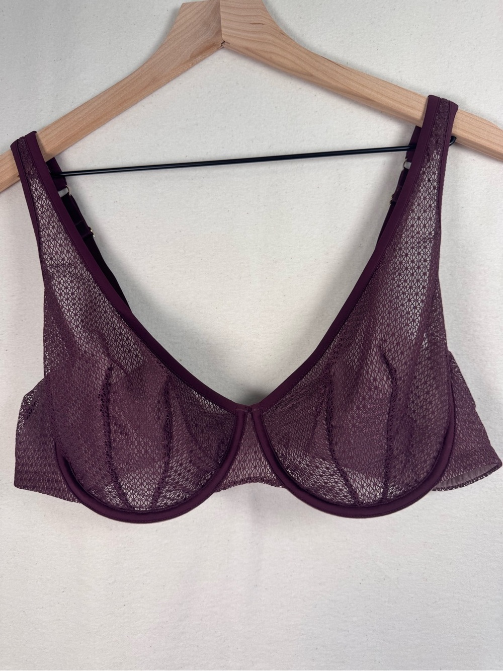 ThirdLove Unlimited Modern Mesh Scoop Underwire Bra 40B Plum Purple Sheer Mesh